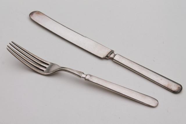 photo of vintage hotel silver forks & knives, antique silver plate flatware mismatched set #6