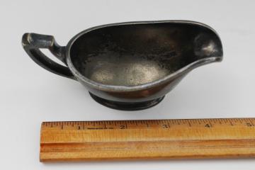 catalog photo of vintage hotel silver, tiny gravy boat or sauce pitcher Michael Reese hospital Chicago