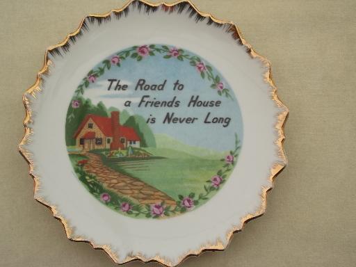 photo of vintage house blessing plate, cottage home wall art motto china plates #4