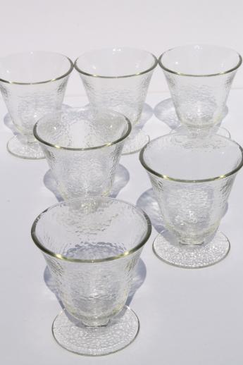 photo of vintage ice cream glasses or sherbet cups, heavy clear glass w/ orange peel texture #1