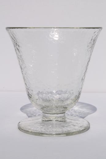 photo of vintage ice cream glasses or sherbet cups, heavy clear glass w/ orange peel texture #3