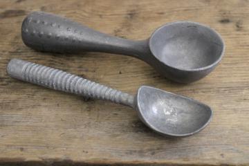 vintage ice cream scoops, sturdy all metal aluminum made for ice cream parlor