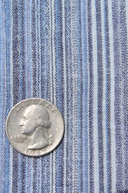 photo of vintage indigo blue striped blues crinkle texture cotton shirting gauze fabric #1