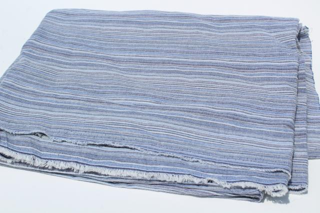 photo of vintage indigo blue striped blues crinkle texture cotton shirting gauze fabric #2