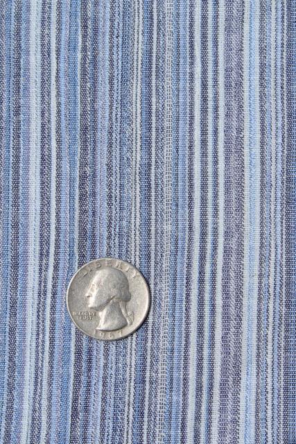 photo of vintage indigo blue striped blues crinkle texture cotton shirting gauze fabric #3