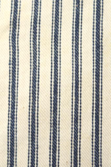 photo of vintage indigo blue striped ticking tick bed rolls, grubby rustic primitive country  #3