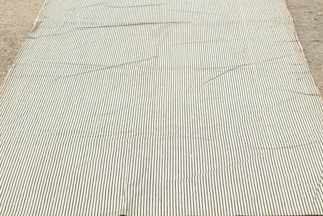 photo of vintage indigo blue striped ticking tick bed rolls, grubby rustic primitive country  #4