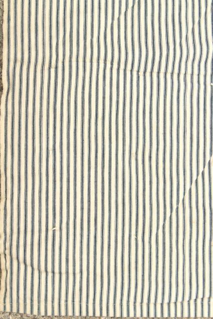 photo of vintage indigo blue striped ticking tick bed rolls, grubby rustic primitive country  #6