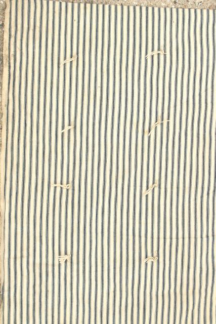 photo of vintage indigo blue striped ticking tick bed rolls, grubby rustic primitive country  #10