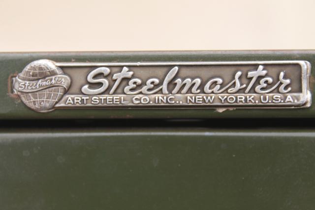 photo of vintage industrial Steel Master card file cabinets, office / library reference drawers #2