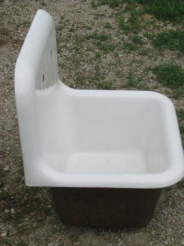 photo of vintage industrial apron utility sink, farmhouse laundry sink #2