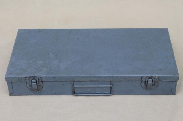 photo of vintage industrial metal file boxes for storage of slides, retro photo slide files #3