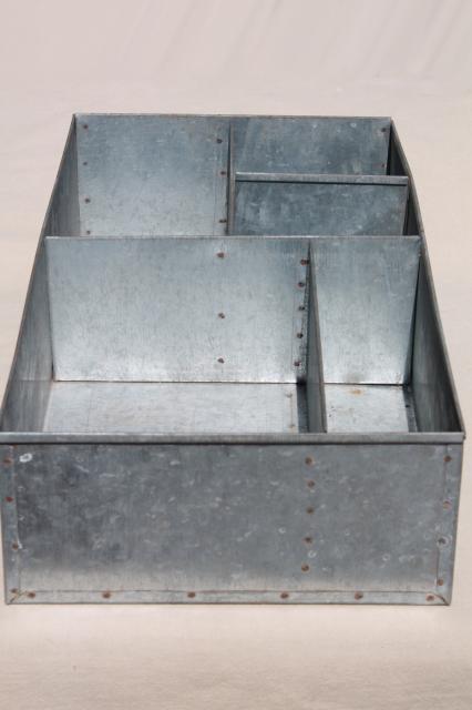 photo of vintage industrial metal parts bin tool box, sorter / organizer for table or wall moun #3