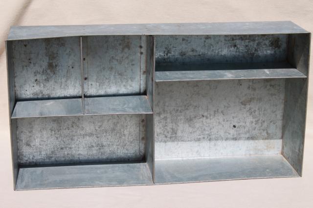 photo of vintage industrial metal parts bin tool box, sorter / organizer for table or wall moun #5