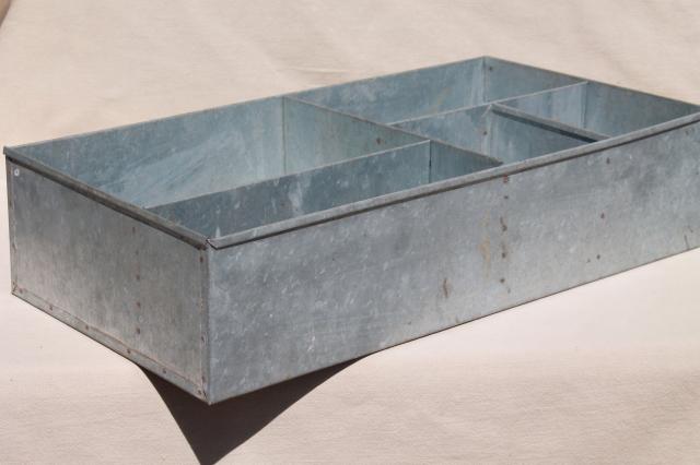 photo of vintage industrial metal parts bin tool box, sorter / organizer for table or wall moun #8