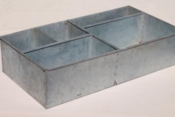 catalog photo of vintage industrial metal parts bin tool box, sorter / organizer for table or wall moun