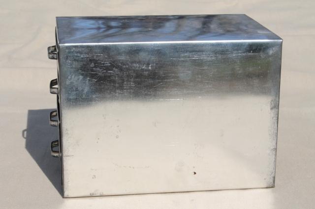 photo of vintage industrial metal parts chest / hardware organizer bin, tin box w/ storage drawers #5