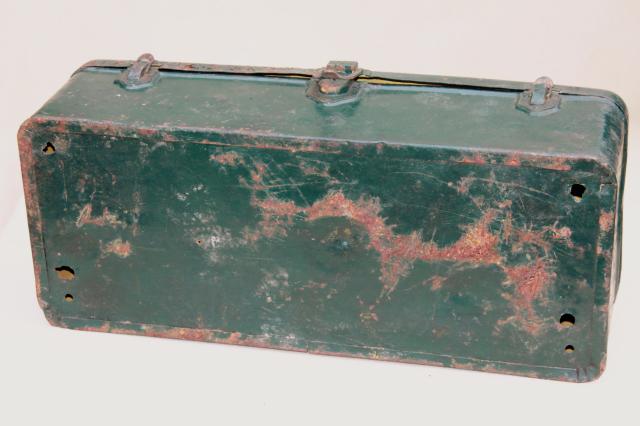 photo of vintage industrial metal toolbox, tool chest for 1950s Hercules IXA tractor engine #8