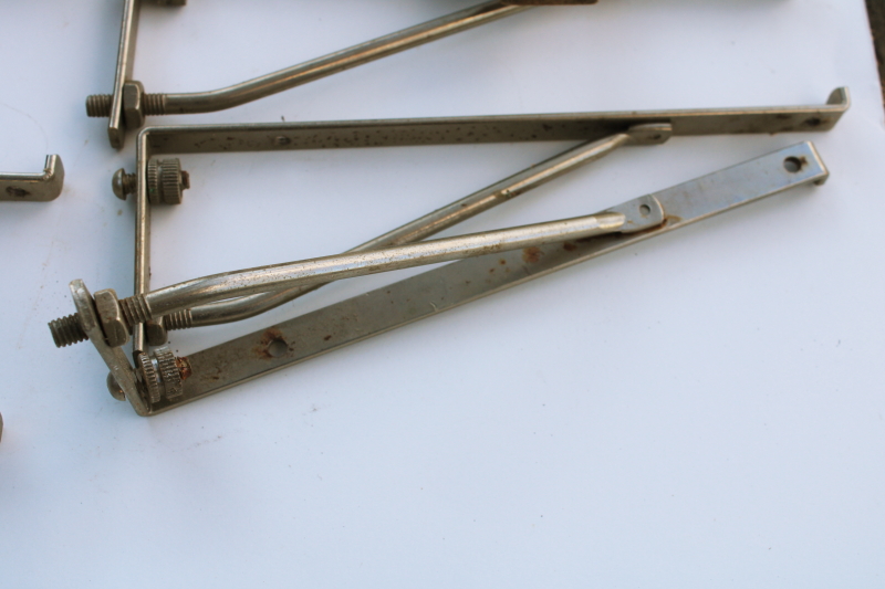 photo of vintage industrial shelf brackets, nickel steel supports for glass shelving apothecary dental cabinet #4