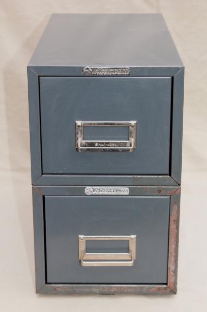 photo of vintage industrial steel case card file cabinets, office / library reference drawers #3