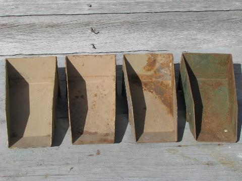 photo of vintage industrial steel parts sorting / storage bins, stacking shop boxes #3