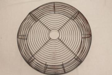 catalog photo of vintage industrial steel wine fan cage basket for large machine age electric fan