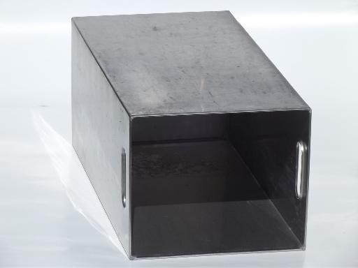 photo of vintage industrial storage bin cheese box, stainless steel dairy equipment #4