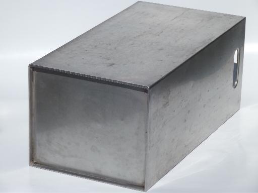 photo of vintage industrial storage bin cheese box, stainless steel dairy equipment #6