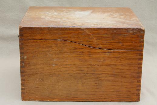 photo of vintage industrial style oak card file box, machine age office / library catalog file #2