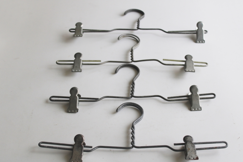 photo of vintage industrial style zinc wire laundry hangers w/ strong pinch spring clips  #1