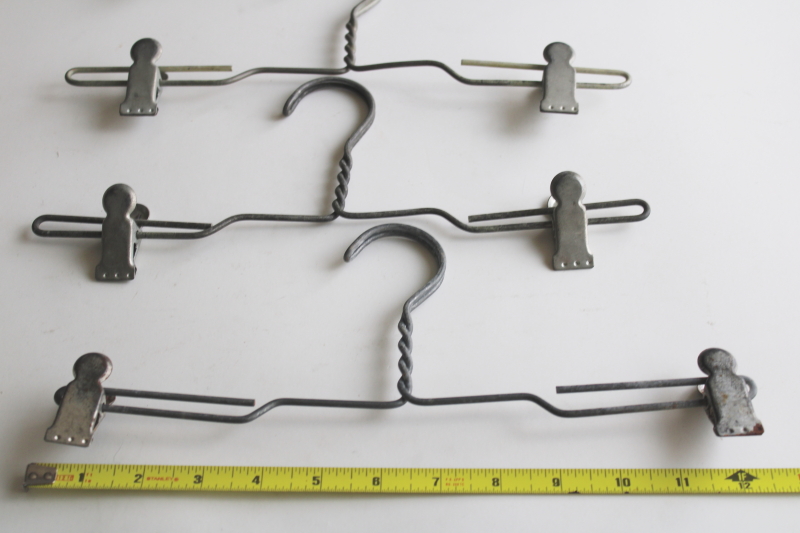 photo of vintage industrial style zinc wire laundry hangers w/ strong pinch spring clips  #3