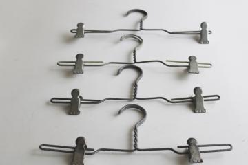 catalog photo of vintage industrial style zinc wire laundry hangers w/ strong pinch spring clips 