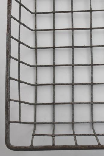 photo of vintage industrial wire basket, flat bread tray shelf for metal shelves #5