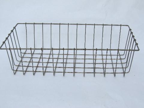 photo of vintage industrial wire basket storage bin, kitchen or desk organizer #3