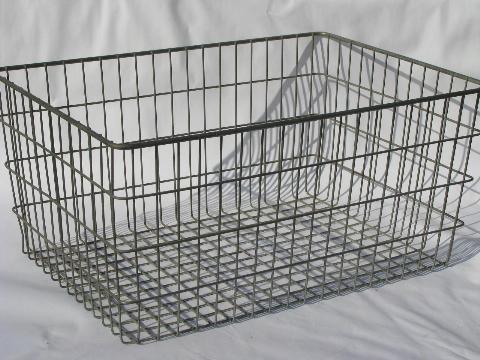 photo of vintage industrial wire basket storage bin, retro modern factory machine age #1