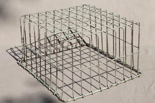 photo of vintage industrial wire locker basket or storage bin with shabby old paint #4