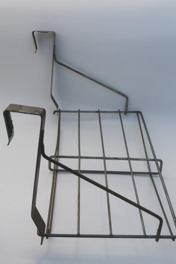 photo of vintage industrial wire rack hat shelf, over the door hanging shelf coat rack #2