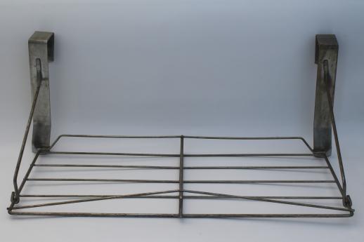 photo of vintage industrial wire rack hat shelf, over the door hanging shelf coat rack #5