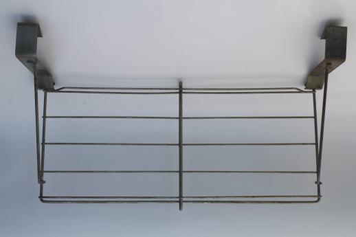 photo of vintage industrial wire rack hat shelf, over the door hanging shelf coat rack #7