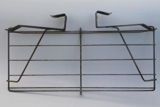 photo of vintage industrial wire rack hat shelf, over the door hanging shelf coat rack #9