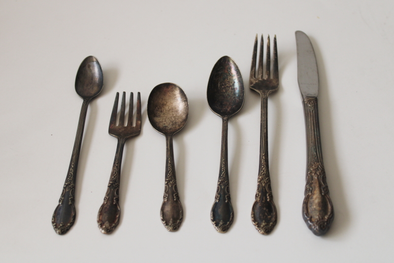 photo of vintage infant, baby, youth set flatware Enchantment Londontown 1881 Rogers silver plate #1