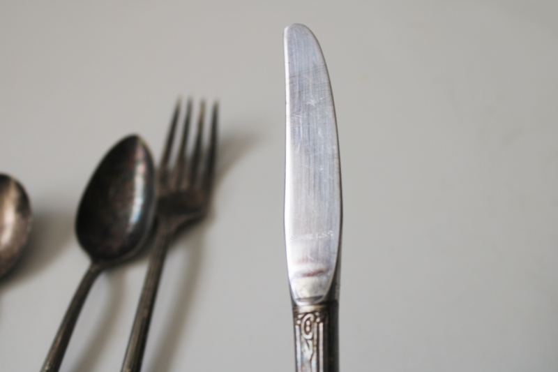 photo of vintage infant, baby, youth set flatware Enchantment Londontown 1881 Rogers silver plate #2