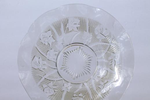 photo of vintage iris & herringbone pattern clear glass bowl, Jeannette depression glass #5