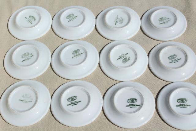 photo of vintage ironstone butter pats, set 12 tiny butter pat plates, green band restaurant china #5