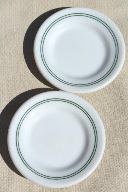 photo of vintage ironstone butter pats, set 12 tiny butter pat plates, green band restaurant china #6