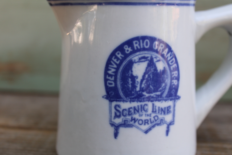 photo of vintage ironstone china creamer, Denver & Rio Grande Railroad Scenic Line of the World  #2