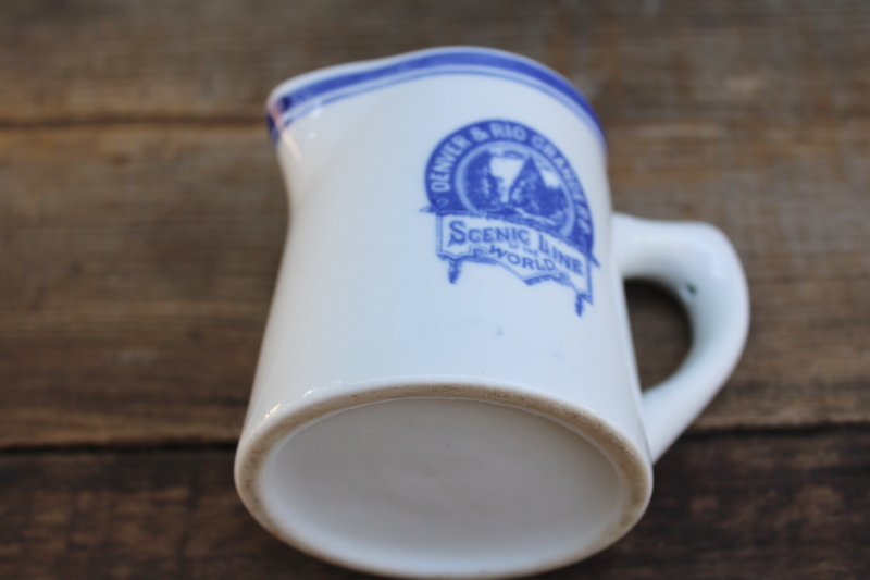 photo of vintage ironstone china creamer, Denver & Rio Grande Railroad Scenic Line of the World  #5