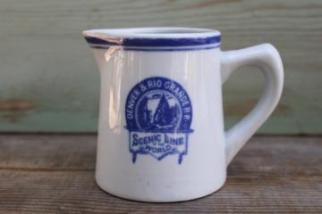 vintage ironstone china creamer, Denver & Rio Grande Railroad Scenic Line of the World 