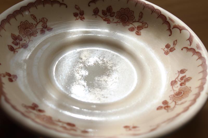 photo of vintage ironstone china cup or tea bowl w/ saucer, adobeware tan w/ floral #8