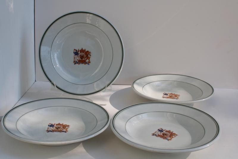 photo of vintage ironstone china dishes The Nelson coat of arms emblem soup bowls #1